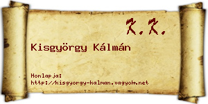 Kisgyörgy Kálmán névjegykártya